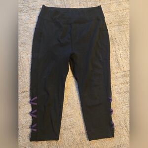 POP Fit Black Athletic Leggings with Purple Accents
